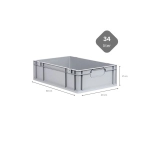Graue PROREGAL Eurobox 34L mit Deckel, 40x60x17cm, für Lagerung & Transport.
