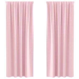 vidaXL Verdunkelungs-Vorhänge mit Ringen Babyrosa Polyester 4107522