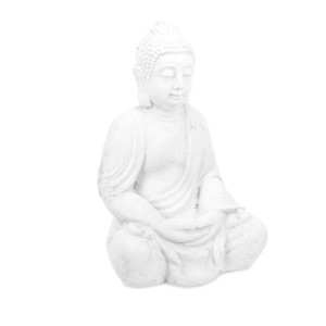 Relaxdays Buddha Figur Polyresin Weiß Wetterfest Frostsicher 70 cm x 45 cm x 30 cm 6,7 kg