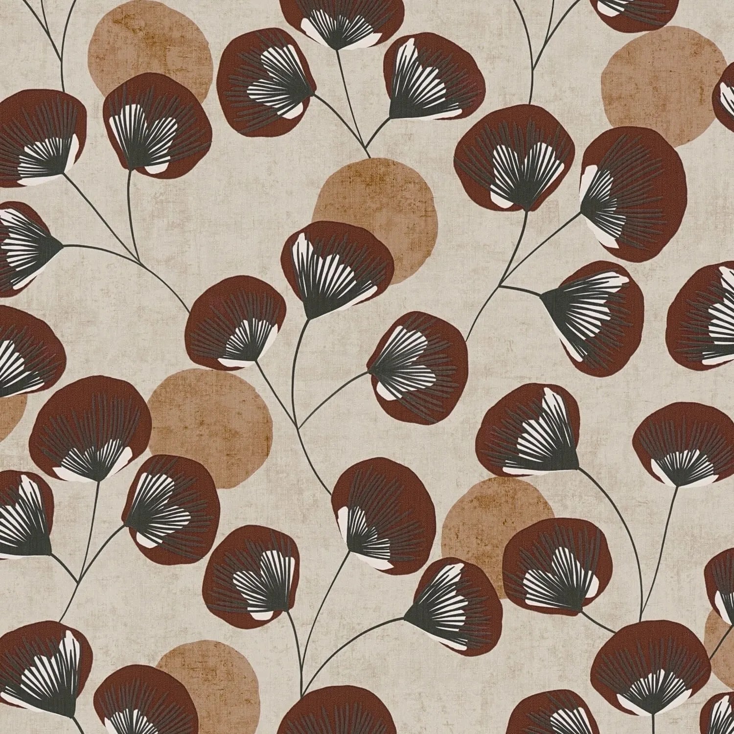 PROFHOME 791514-GU Landhaus Tapete Floral Beige Braun Schwarz Weiß 0,53 m x 10,05 m 5,33 m2