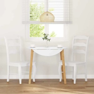 vidaXL Esszimmerstühle 2 Stk Weiß Massivholz Gummibaum 4102497