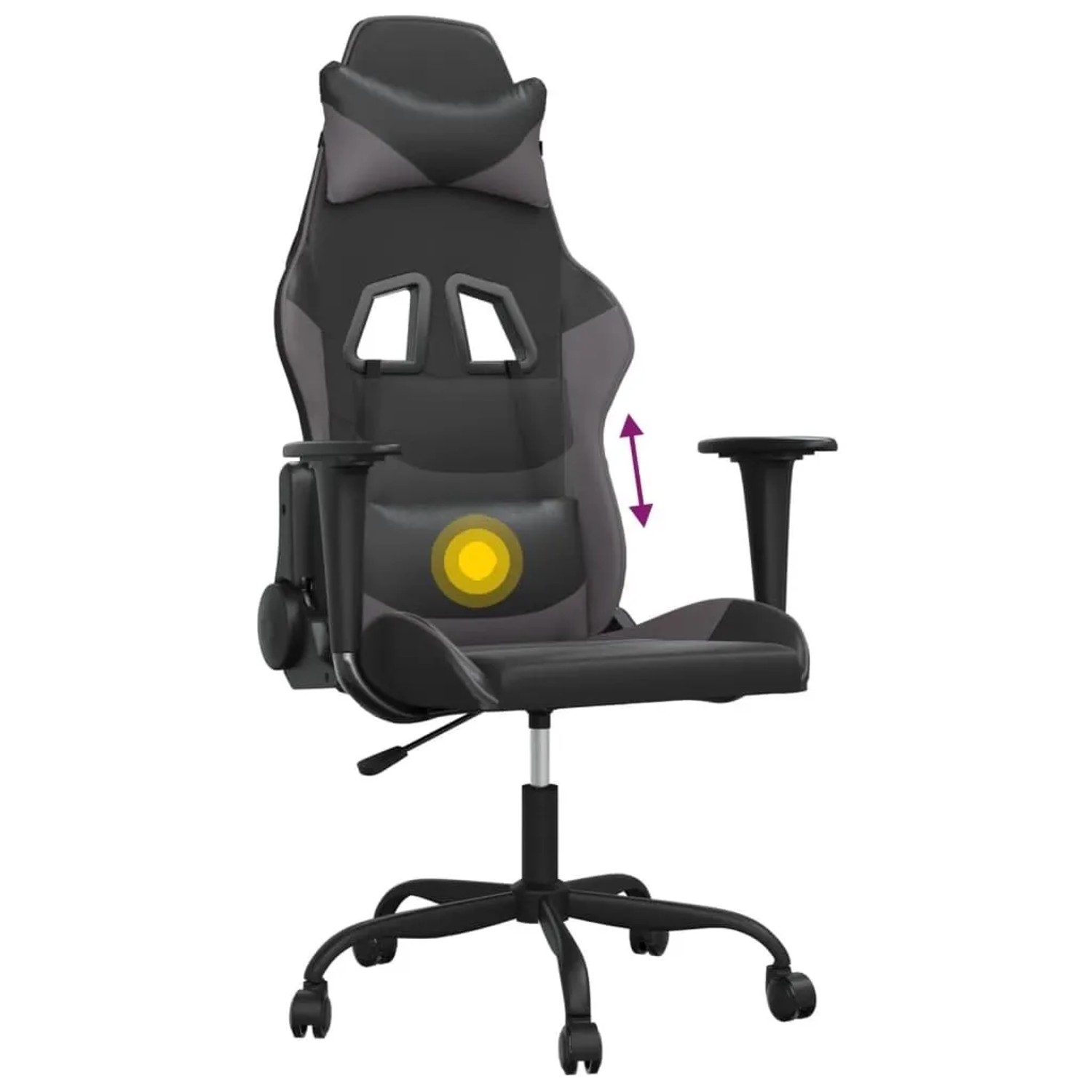 vidaXL Gaming-Stuhl mit Massagefunktion Schwarz und Grau Kunstleder 345403_7