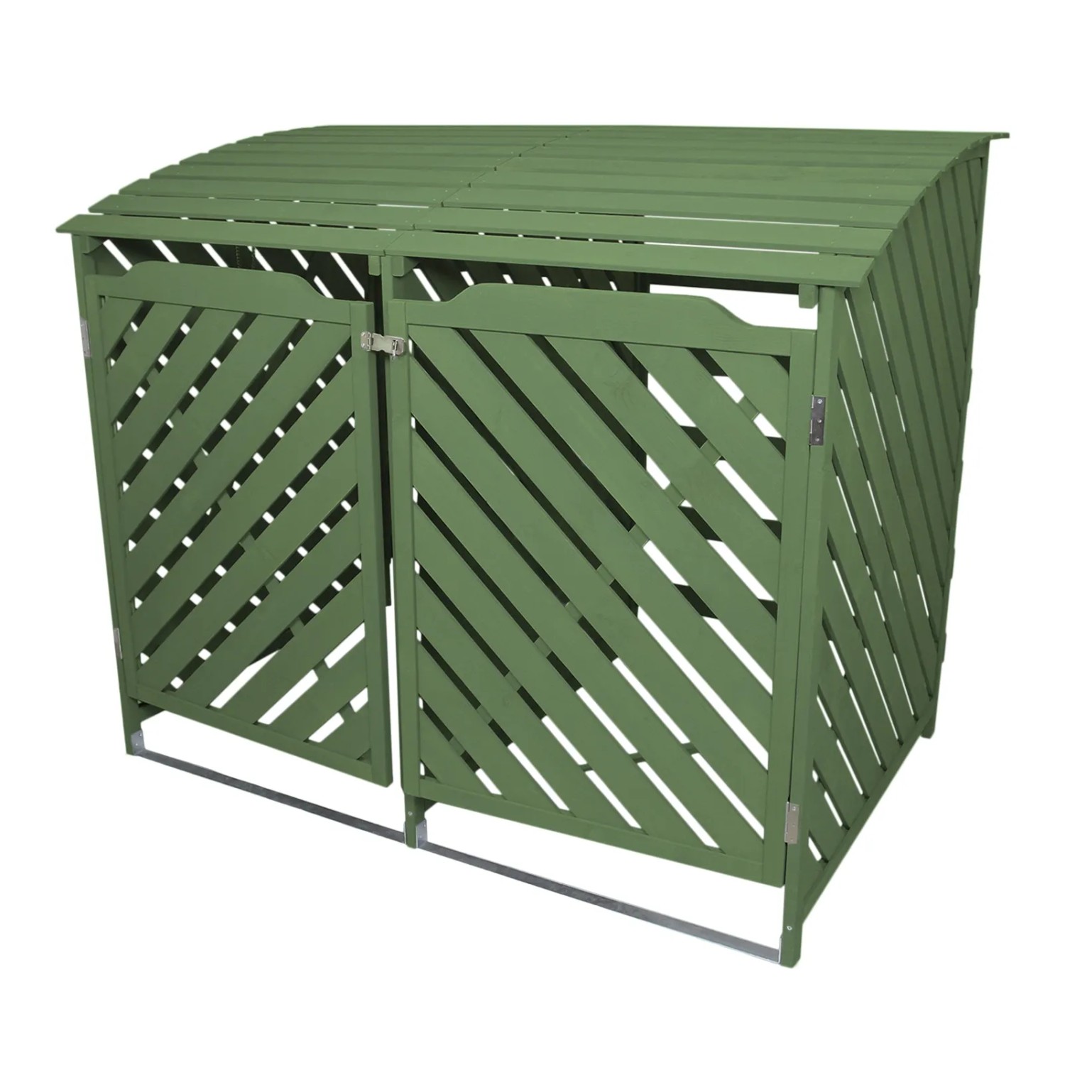 Monstershop Mülltonnenbox Garten 2er Tonne Holz Salbeigrün