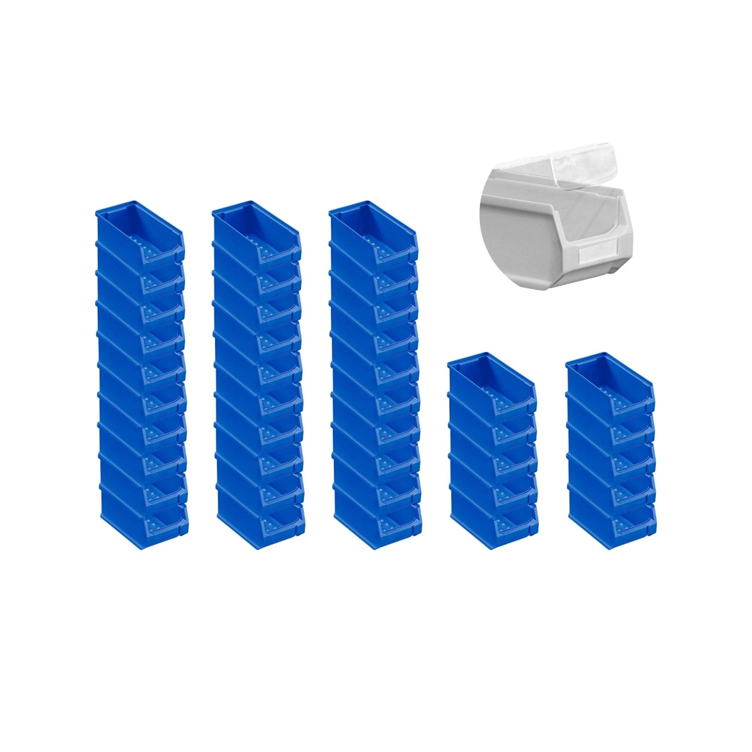 SuperSparSet 40 x Blaue Sichtlagerbox 2.0 Mit Abdeckung HxBxT 7,5 x 10 x 17,5 cm 0,8 Liter Sichtlagerbehälter Sichtlager...