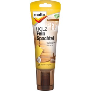 Molto Holz Fein-Spachtel, weiße Tube (400g) für Holzreparaturen und Ausbesserungen.