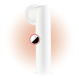 Kaminio Ofenrohr Max, weißes Abzugsrohr mit Rosette für Elektrokamine.
