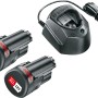 Bosch Akku-Set 12V mit Ladegerät und 2 Akkus für Elektrowerkzeuge.