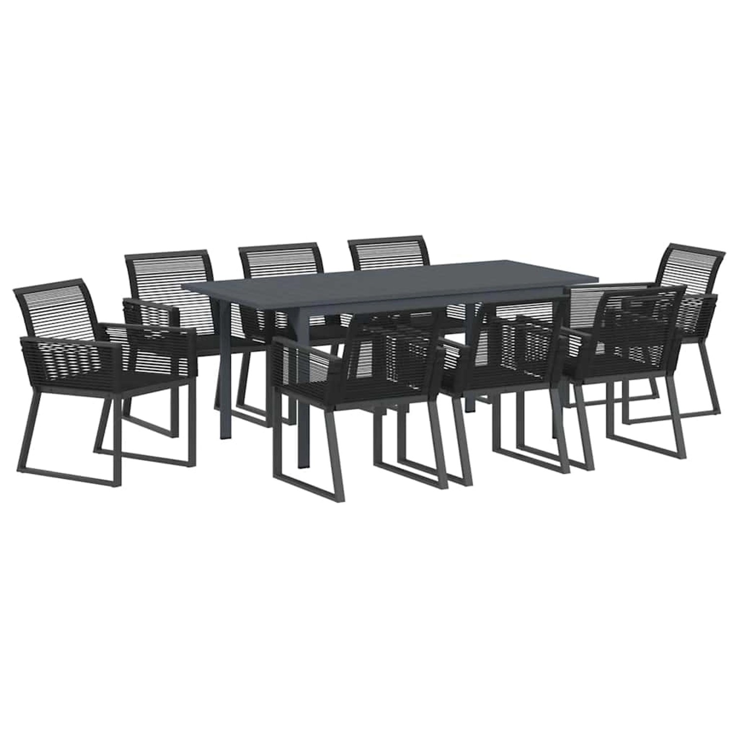 vidaXL Garten Essgruppe 9-Tlg Schwarz Stahl und Poly Rattan 3378821 günstig online kaufen