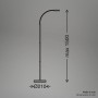 Skizze der schwarzen LED-Stehleuchte Megg mit Maßen: Höhe 150 cm, Durchmesser 21 cm.