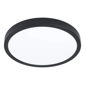 Schwarze LED-Deckenleuchte Eglo Fueva 5 mit Sensor, Ø 28,5 cm, 3000K, für Innenräume.