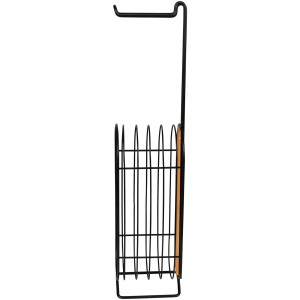 Wenko 2-in-1 Toilettenpapierhalter mit Ständer, schwarz, für Papierrollen und Ersatzrollen.