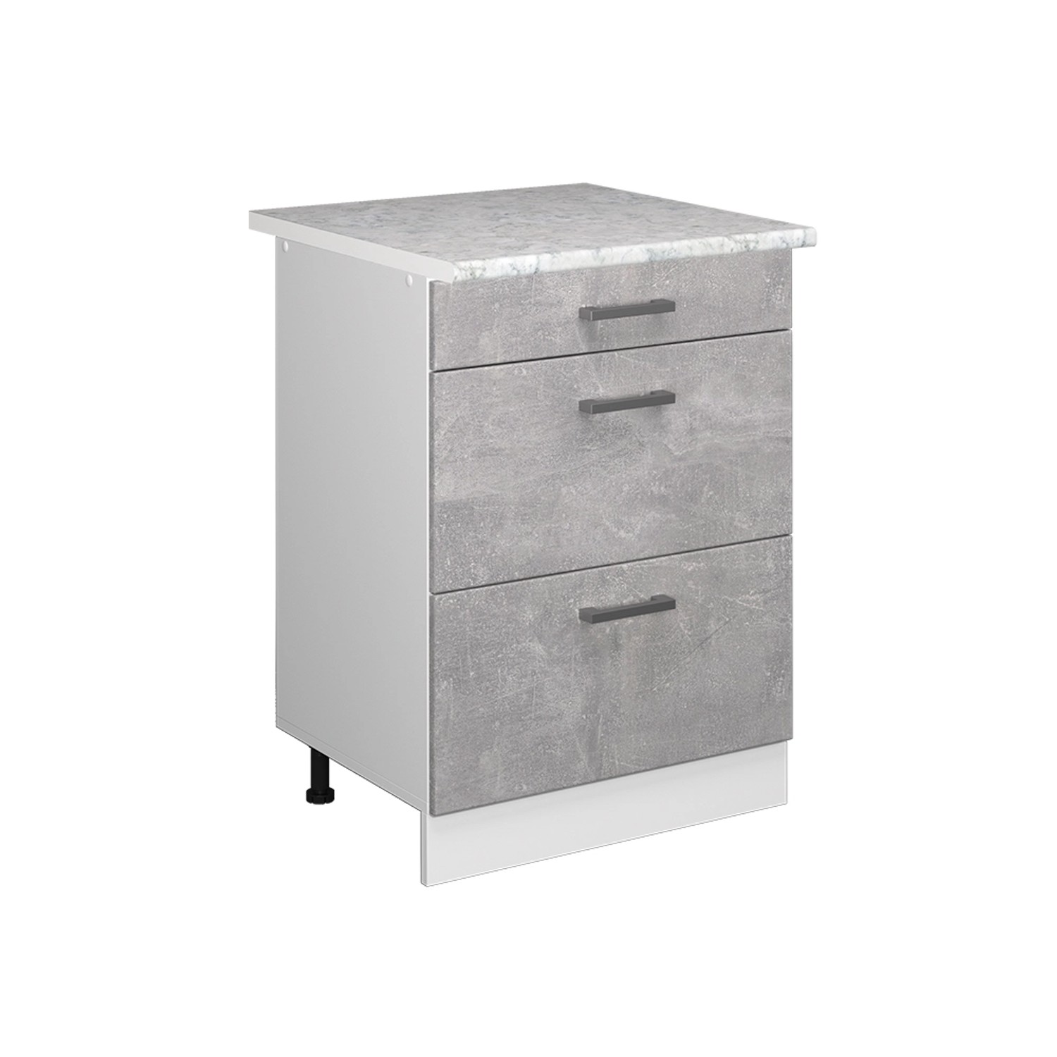 Vicco Küchenunterschrank R-Line Beton/Weiß 60 cm mit Schubladen AP Marmor