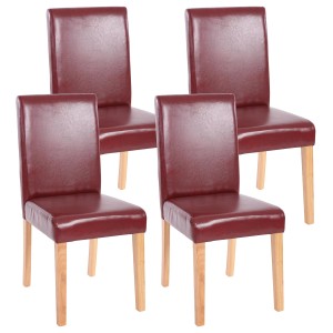 CHEFGASTRO Esszimmerstuhl 4er-Set Klassisch & Zeitlos 90x43x56cm Sitzhöhe 45cm Kunstleder Helle Beine Rot-Braun