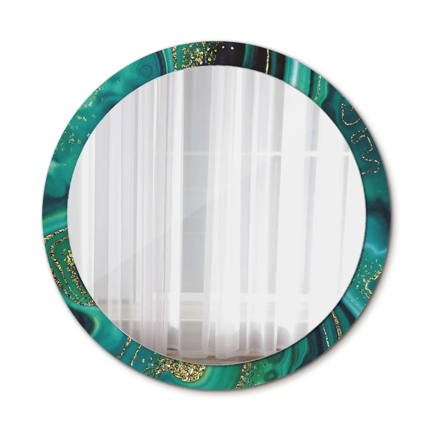 Tulup Bedruckte Spiegel Smaragdfarbener Marmor 100x100 cm Runder Spiegel mi günstig online kaufen