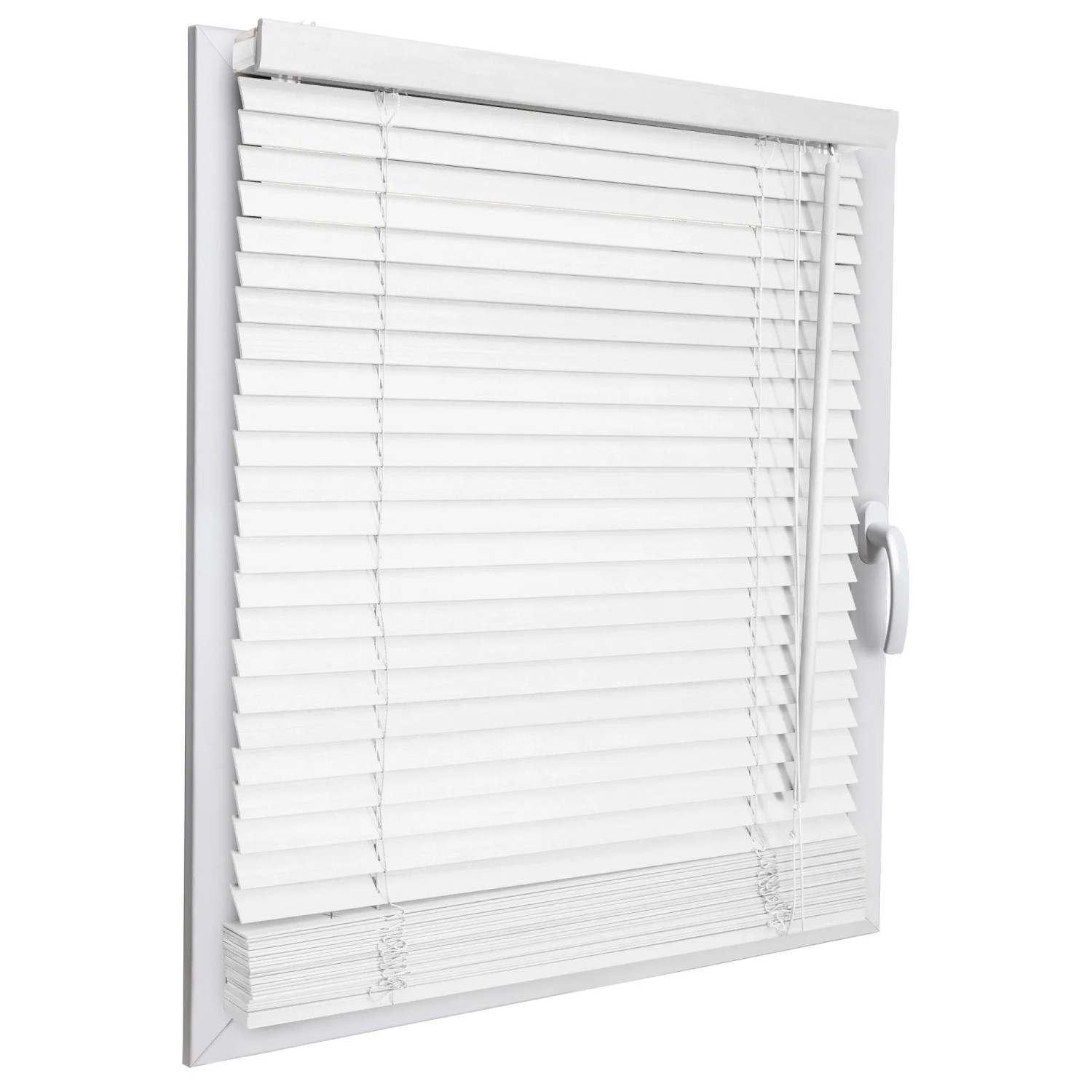 Weiße Sol Royal Holzjalousie SolDecor JH3, 80x130 cm, für Fenster, mit Zugschnüren und Einstellstab.