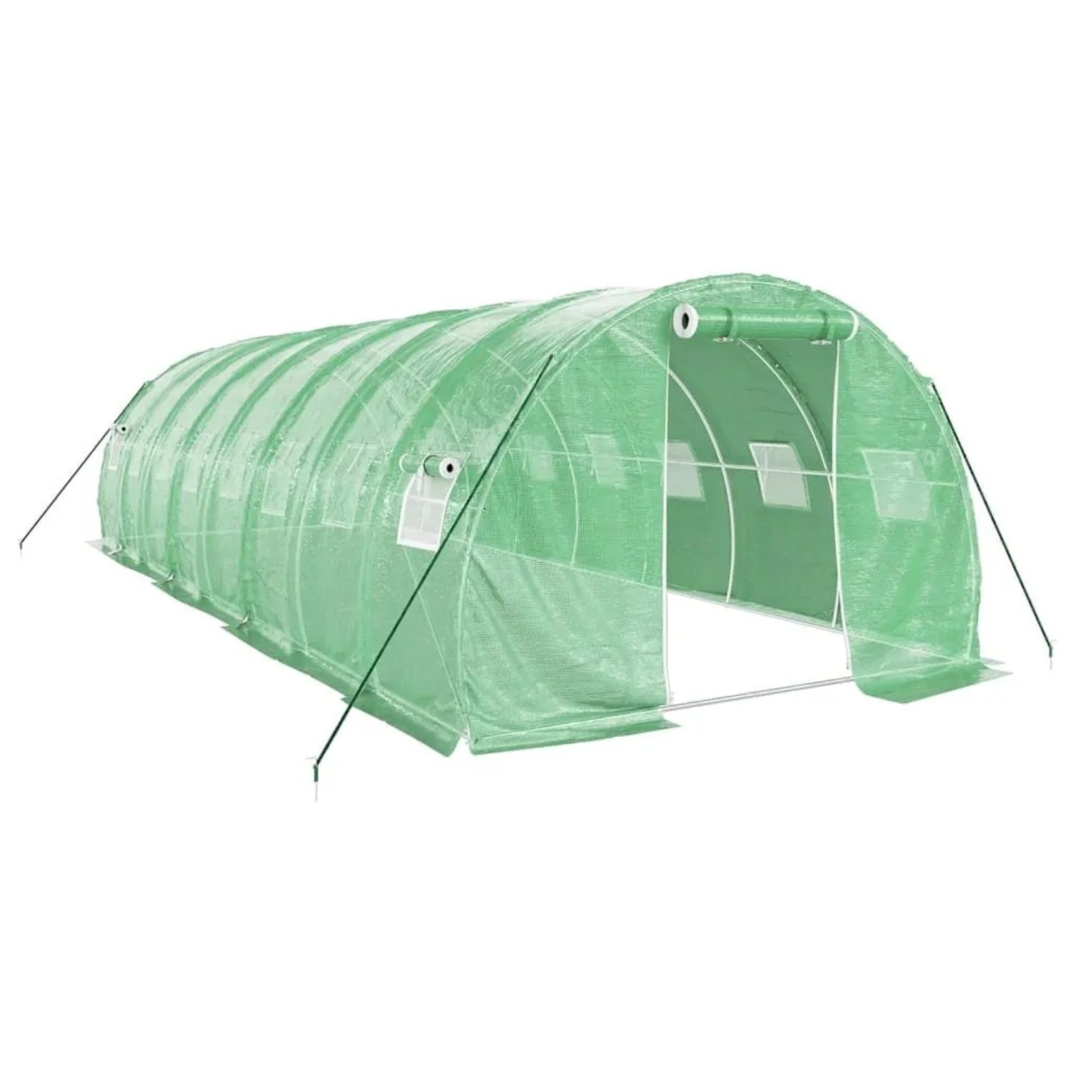 vidaXL Gewächshaus mit Stahlrahmen Grün 24 m² 8x3x2 m 3188041