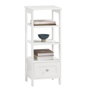 SoBuy Beistelltisch Nachttisch mit Schublade und Ablagen Telefontisch FBT91-W