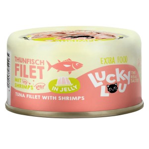 Lucky Lou Katzen-Nassfutter Thunfisch & Shrimps in Jelly, 70g Dose.