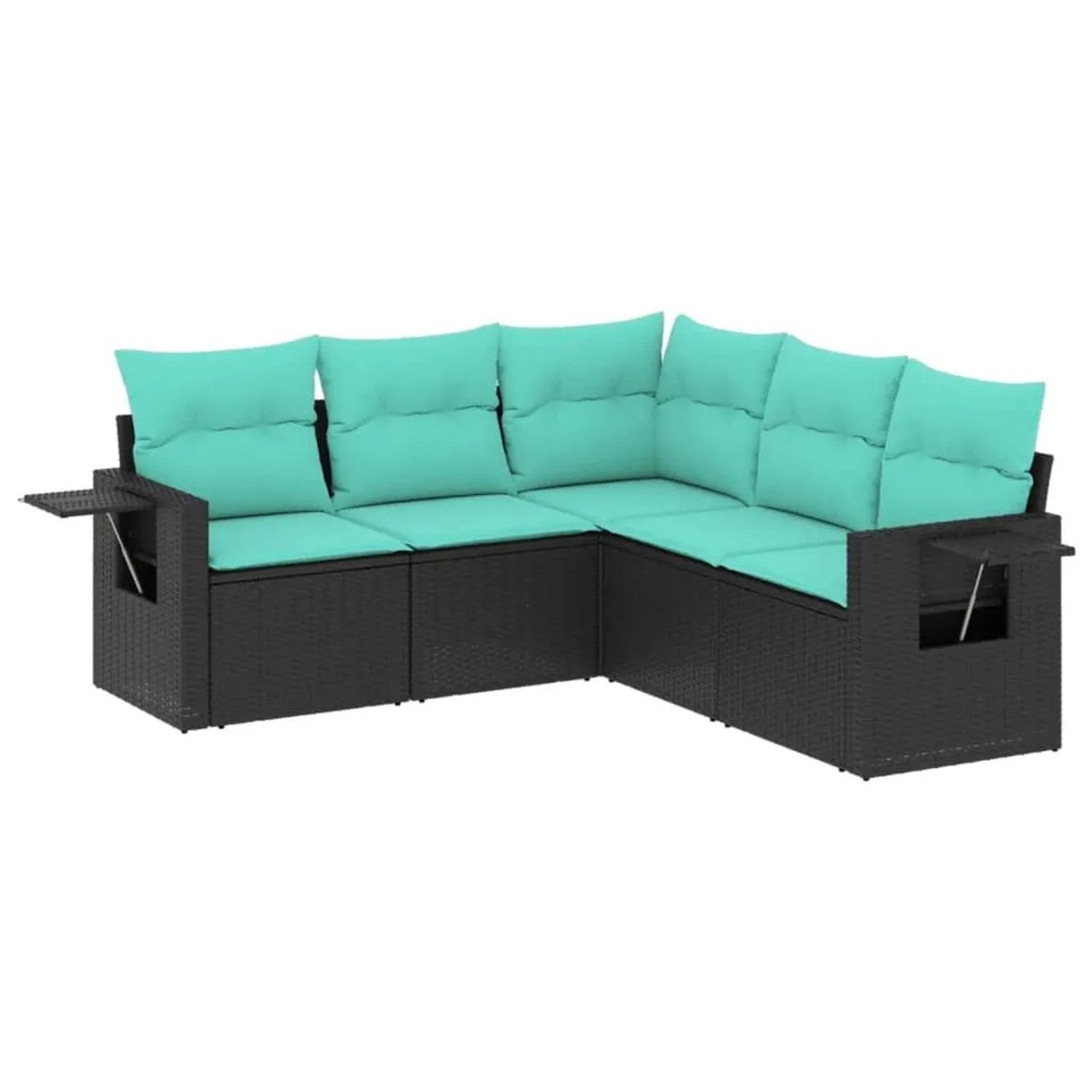vidaXL 5-Tlg Gartensofa-Set mit Kissen Schwarz Polyrattan 3220146 günstig online kaufen