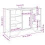vidaXL Waschbeckenunterschrank in Braun Eichenoptik, 91x35x60 cm, mit Maßen und Fächern.