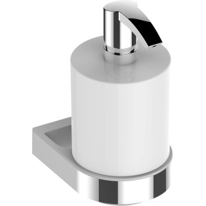 Keuco Lotionspender Smart.2, verchromt mit weißem Behälter und Halterung.