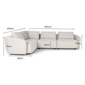 Beiges ebuy24 Bergen Ecksofa, wendbar, mit Maßangaben. Modernes Sofa für Wohnzimmer.