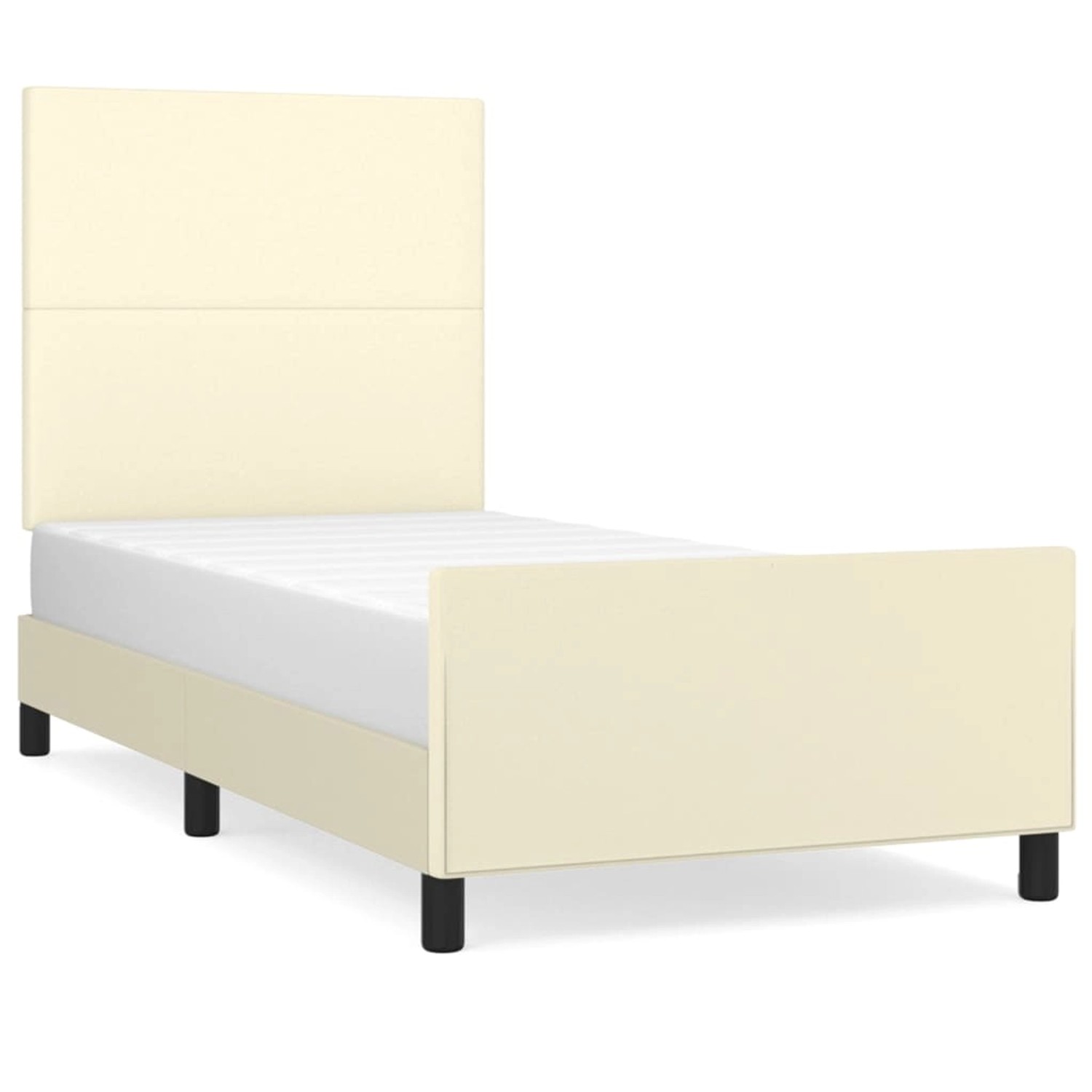 vidaXL Bettgestell mit Kopfteil Creme 90x200 cm Kunstleder 3125429
