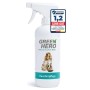 GreenHero Haustierpflege Spray gegen Juckreiz und Milben, weiße Sprühflasche mit Hunde- und Katzenmotiv.