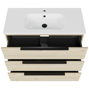 Pelipal Badmöbel-Set Quantum 07, Polar Pinie quer, 101 cm mit 3 Auszügen.