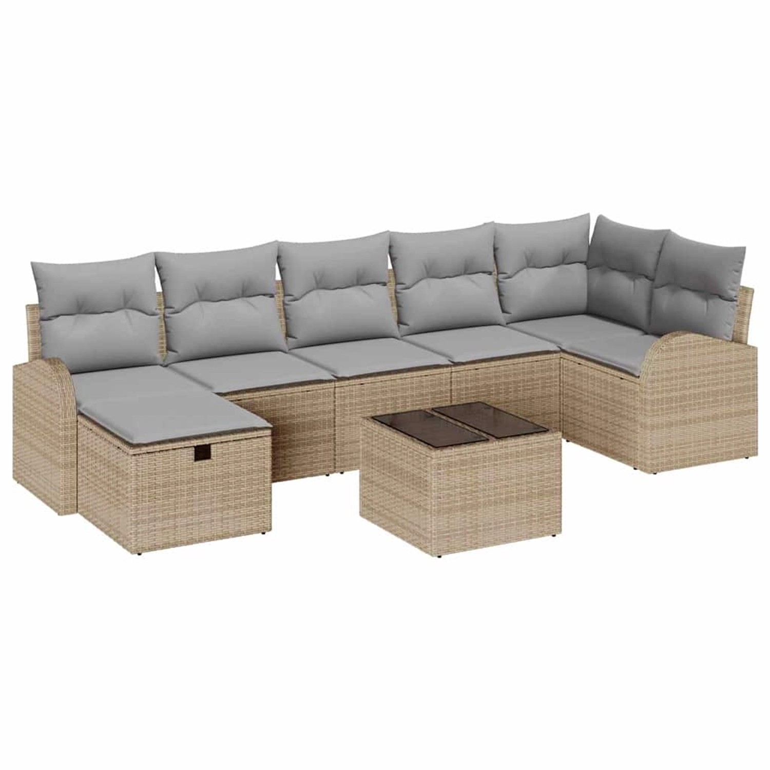 vidaXL Garten-Sofa-Set mit Kissen mit Speicher 8-Tlg Beige Poly Rattan 3360 günstig online kaufen