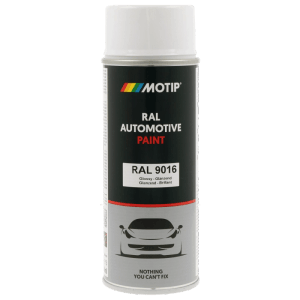 Motip Automotive Spray Verkehrsweiß RAL 9016 glänzend, 400ml Dose für Lackreparatur und Karosserie.
