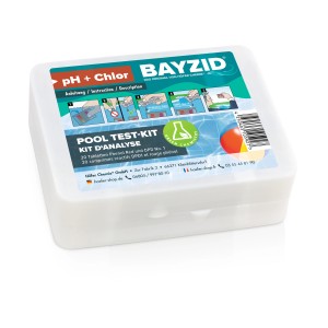 Höfer Chemie Pooltester-Kit zur Messung von Chlorgehalt und pH-Wert im Poolwasser.