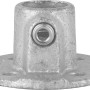 Fußplatte Rund, silber verzinkt, für Stahlrohr (Ø 2,7 cm) zum Möbelbau.