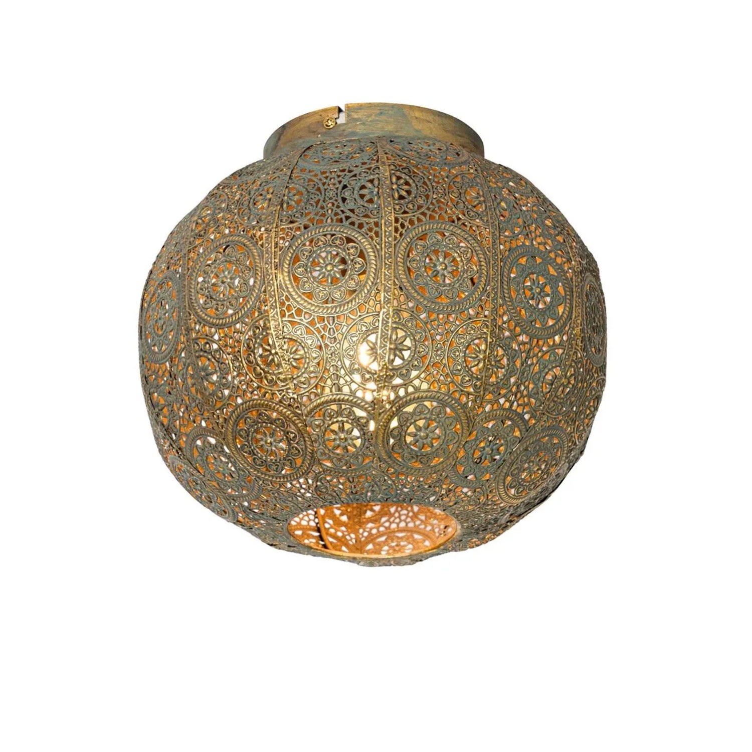 QAZQA Orientalische Deckenleuchte Gold mit Grün 28,5 cm Baloo