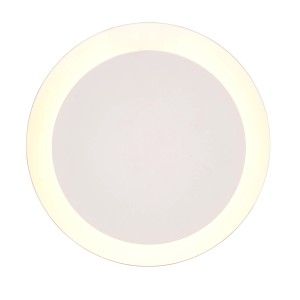 Runde, matte, weiße Trio LED-Wandlampe Mio mit indirekter Beleuchtung.