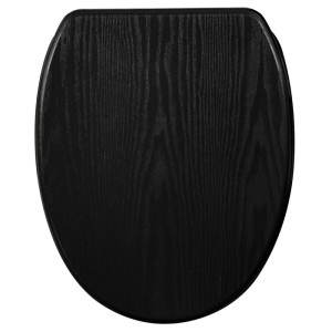 SANILO WC-Sitz Black Wood mit Absenkautomatik und Top-Fix-Befestigung.