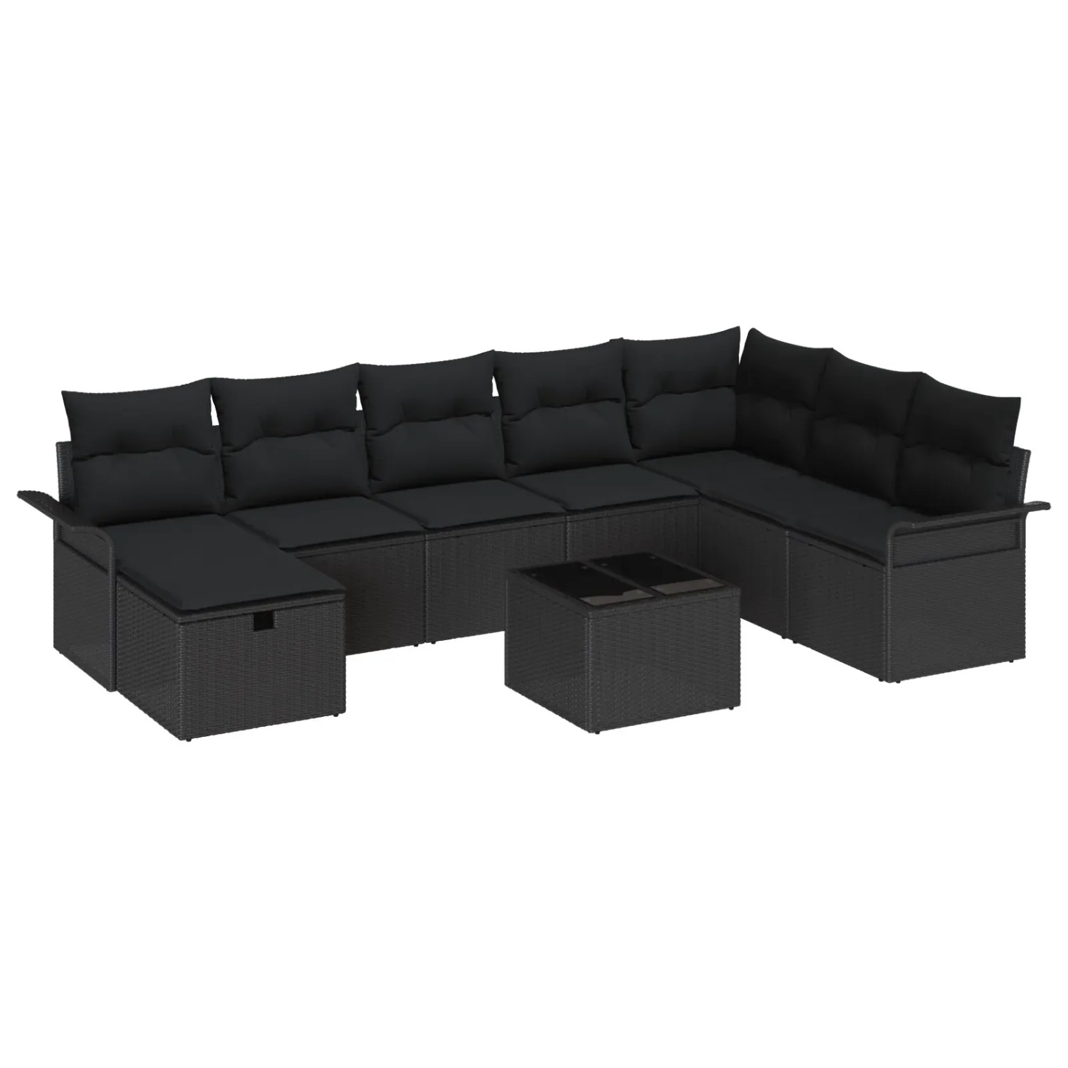 vidaXL Garten-Sofa-Set mit Kissen 9-Tlg Schwarz Poly Rattan 3360274 günstig online kaufen