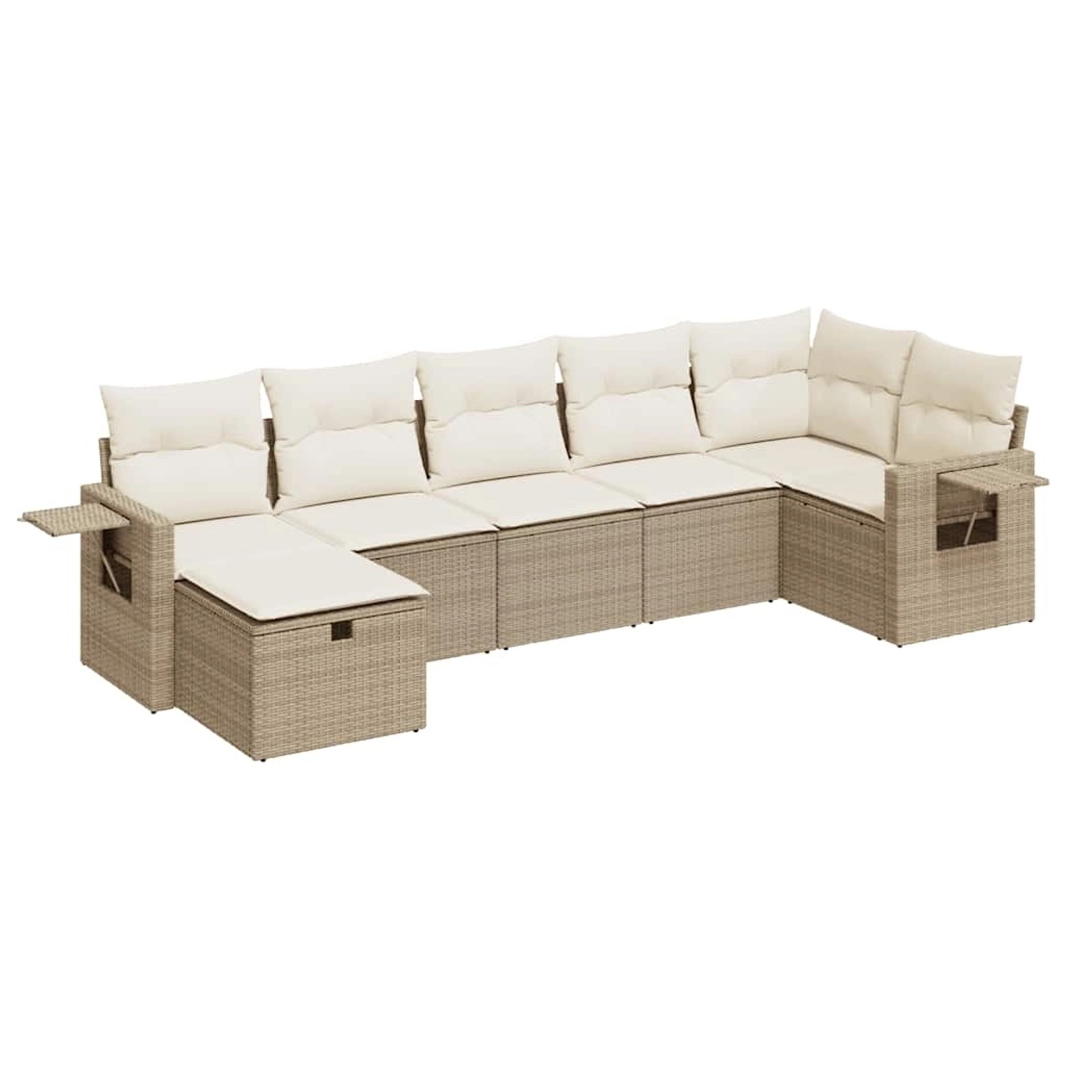 vidaXL 7-Tlg Garten-Sofagarnitur mit Kissen Beige Poly Rattan 3325504 günstig online kaufen