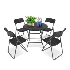 Sekey Balkonset, 5-teilig, klappbar, schwarz, mit Tisch und 4 Stühlen. Ideal für Balkon und Garten.
