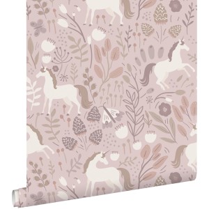 ESTAhome Tapete Einhörner Aubergineviolett 53 cm x 10.05 m