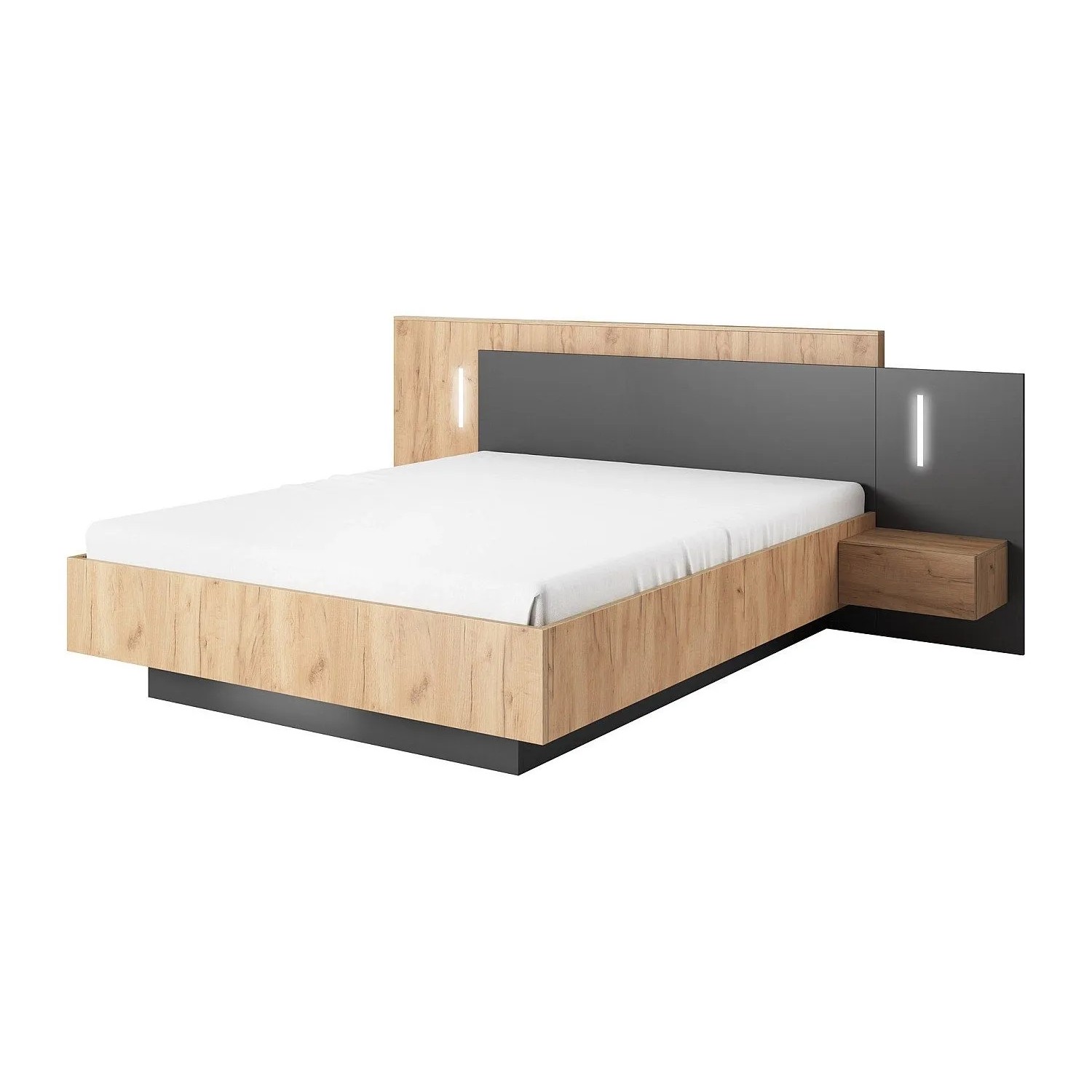 Vente-unique Bettrahmen Francoli Anthrazitgrau  Naturfarben Hell 244.4 cm