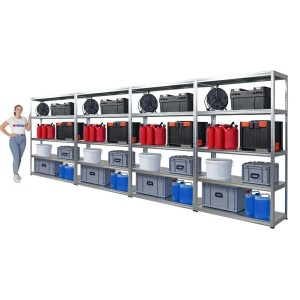 PROREGAL Mega Deal: 4 verzinkte Schwerlastregale 180x120x40 cm mit je 5 Stahl-Fachböden, belastbar bis 130kg.