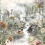 Komar Fototapete Fable mit Wald, Wasserfall, Blumen und Vögeln.