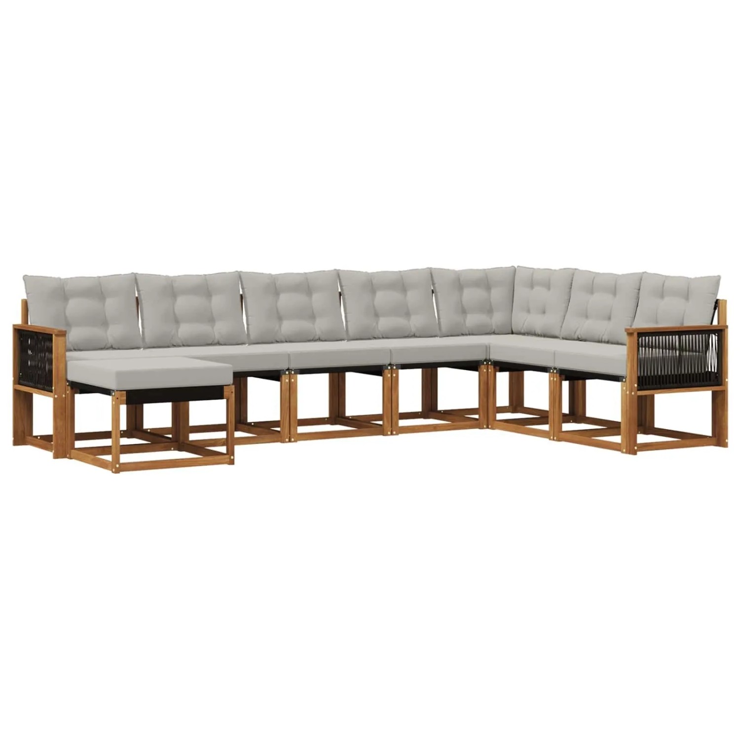 vidaXL Outdoor-Sofagarnitur mit Kissen 8 Stk Natur und Hellgrau 3382143