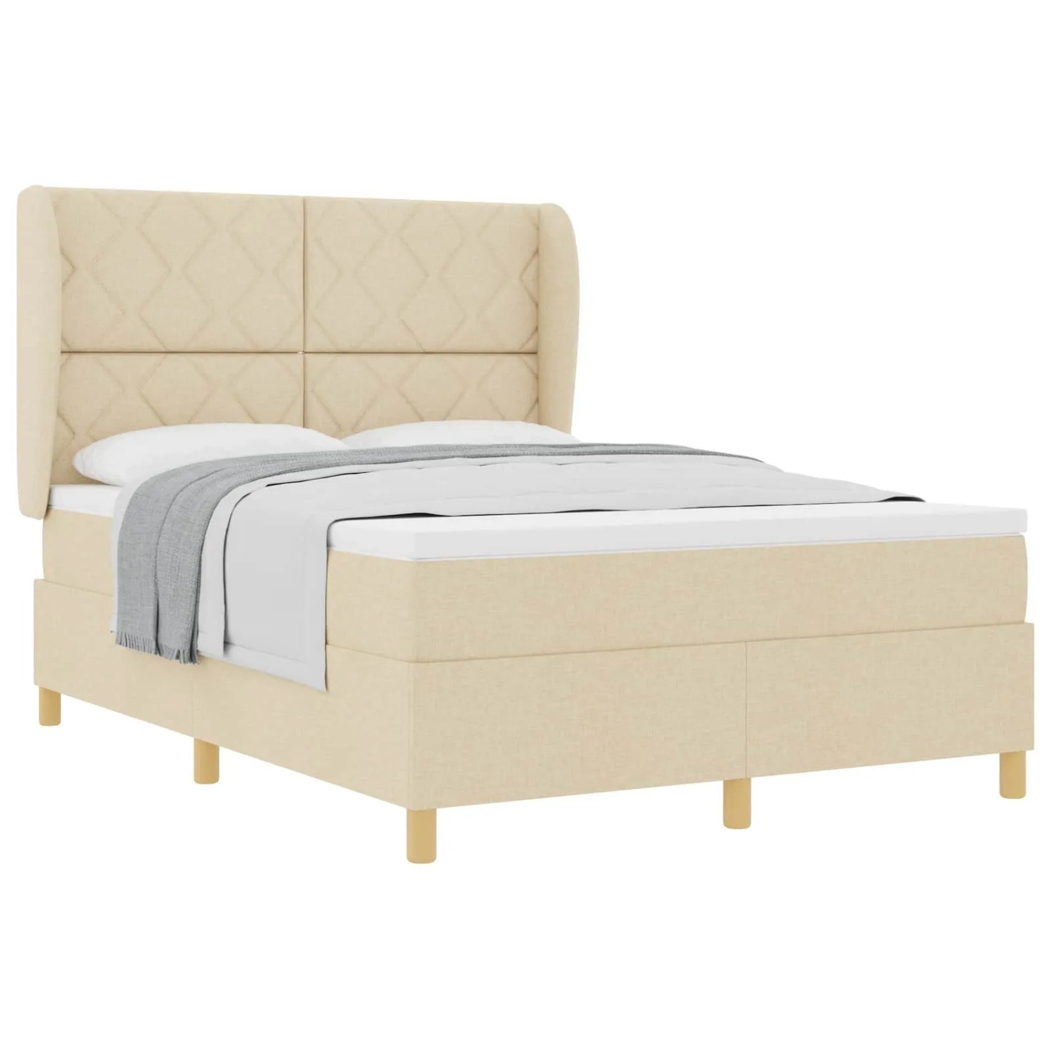 vidaXL Boxspringbett mit Matratze Dunkelgrau 90x190 cm Creme 3340828
