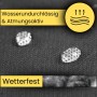 Detailaufnahme: Anthrazitfarbene AMF Dachunterspannbahn, wasserabweisend und atmungsaktiv.