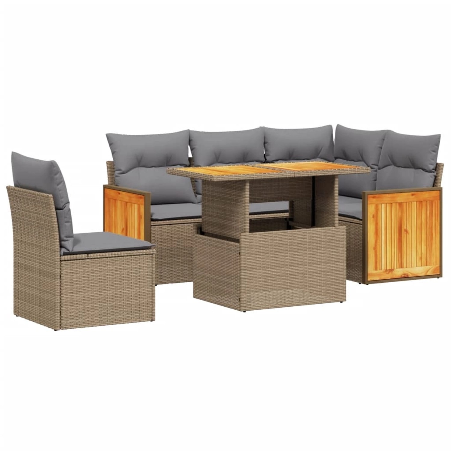 vidaXL 6-tlg Garten-Sofagarnitur mit Kissen Beige Poly Rattan Modell 355 günstig online kaufen