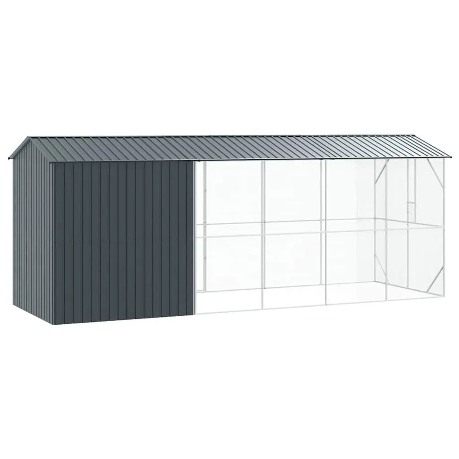 vidaXL Vogelkäfig Anthrazit 645 x 208 x 247 cm Verzinkter Stahl 3325154_7