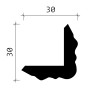 Detailzeichnung: PROFHOME Eckleiste (30x30 mm) im 16er Set (32 m). Weiße Zierleiste für Paneele.