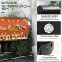 Outsunny Holzkohlegrill, schwarz, mit Deckel, Thermometer und Rädern. Grill mit Holzkohle und Speisen.